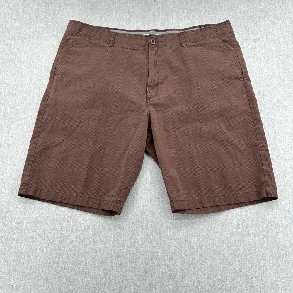 Dickies Shorts Mens 42 Brown Flex Waist Plaid Flat Front Workwear Utility